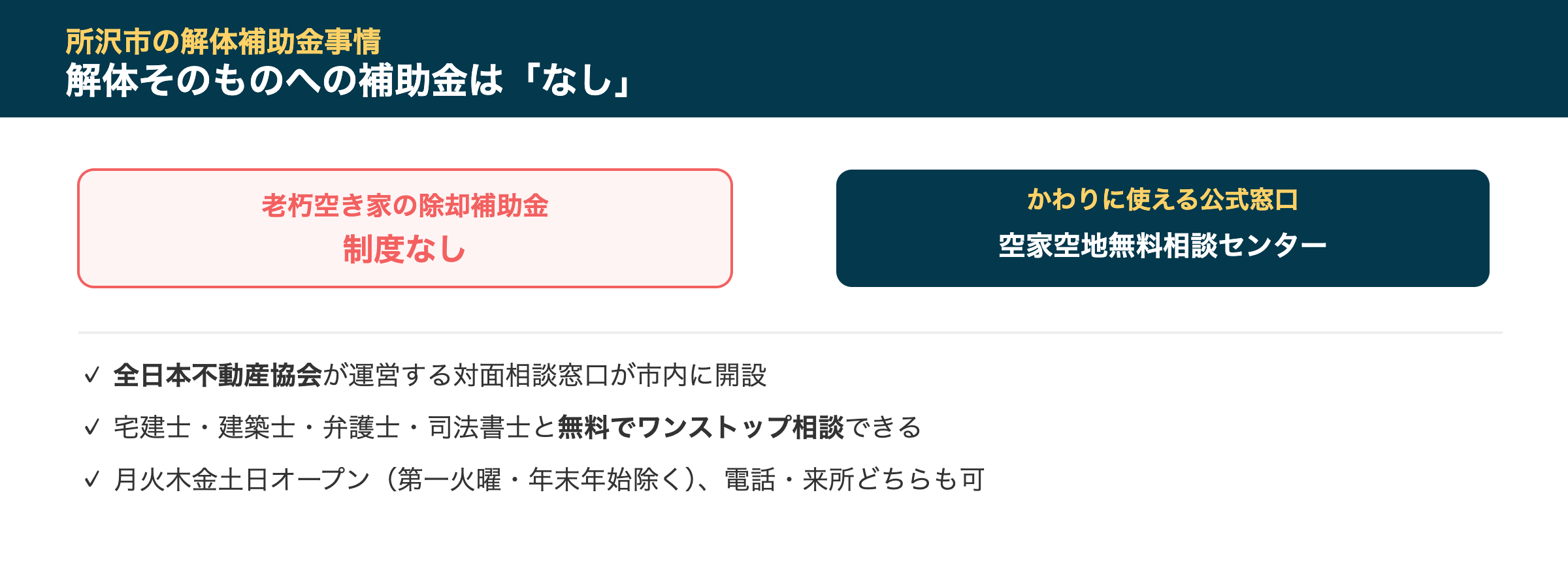 所沢市の解体補助金事情
