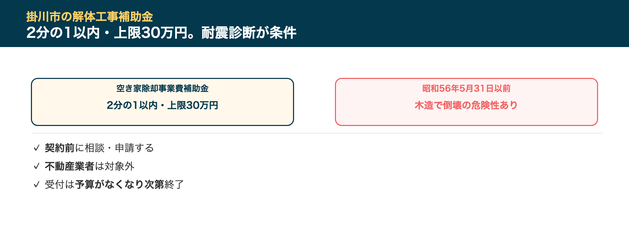 掛川市の解体工事補助金