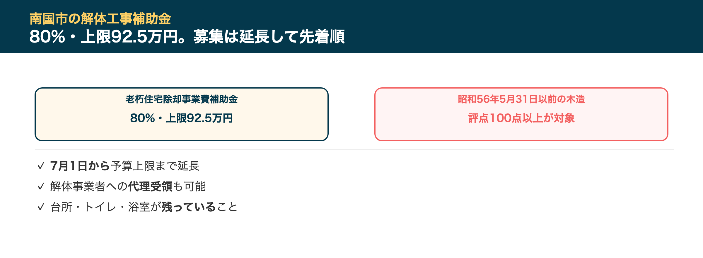 南国市の解体工事補助金