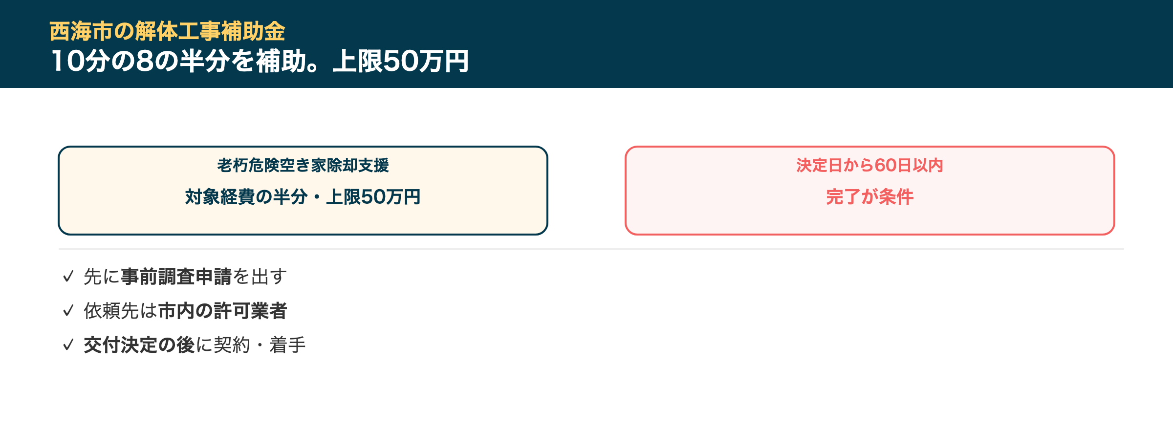 西海市の解体工事補助金