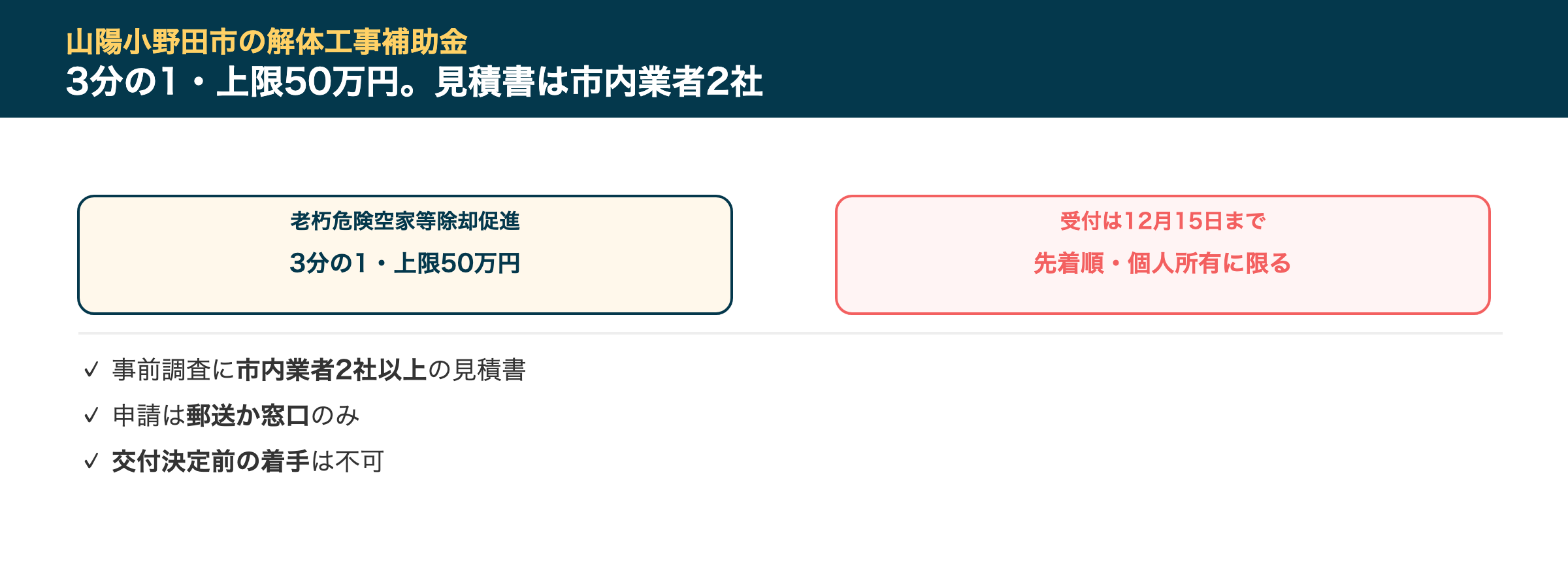 山陽小野田市の解体工事補助金