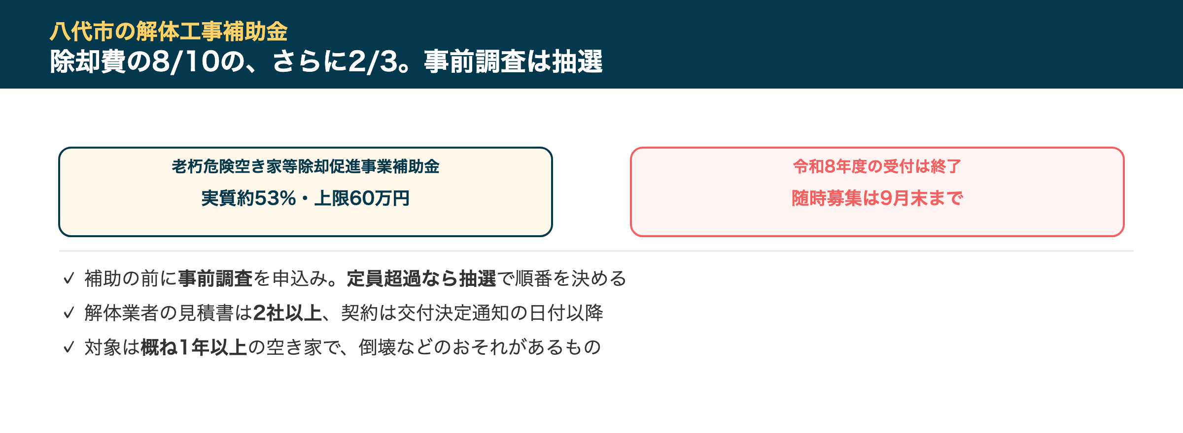 八代市の解体工事補助金